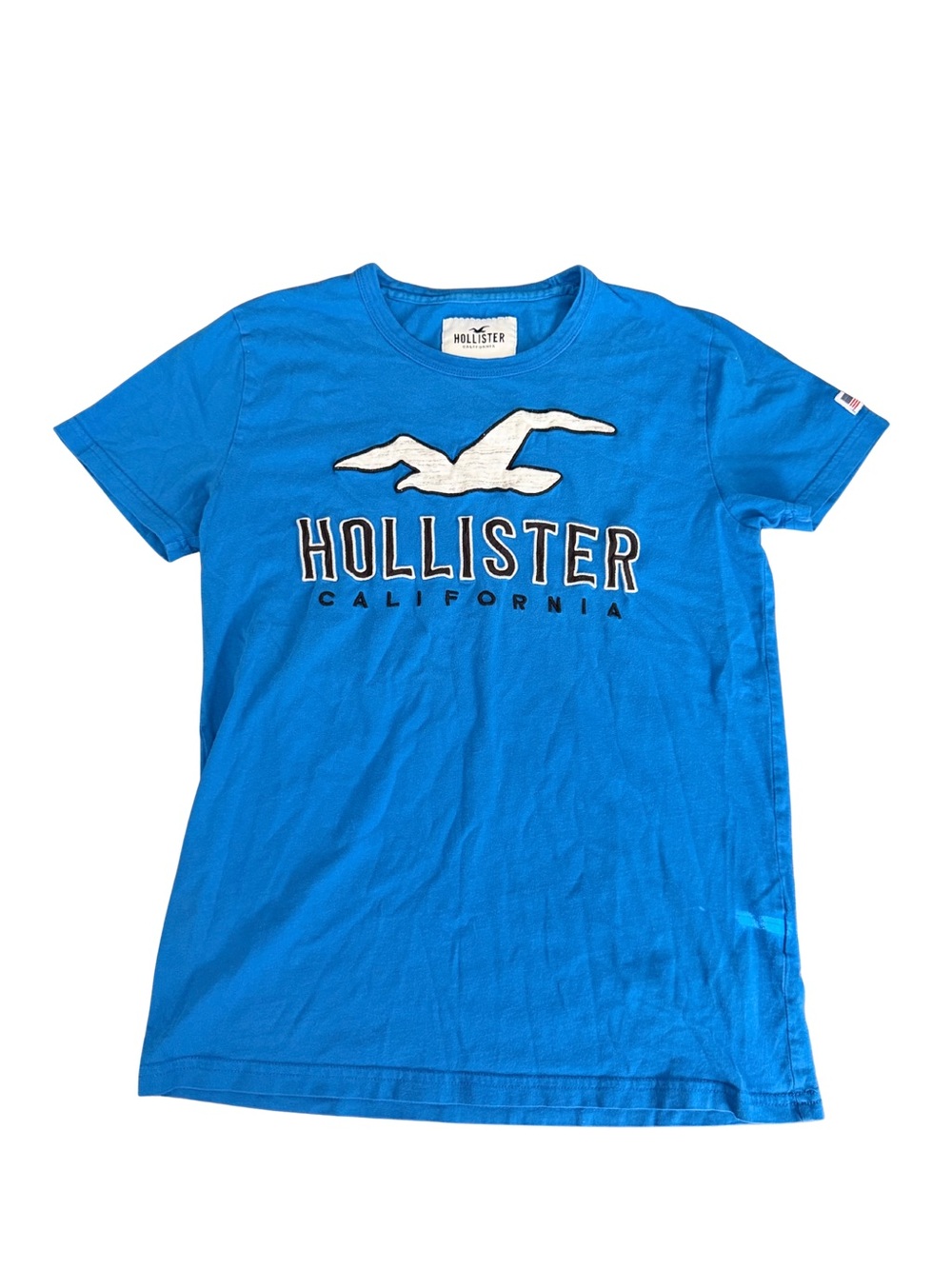 Y2K Hollister Aqua Blue Short Sleeve Tee with Embroidered Logo XS